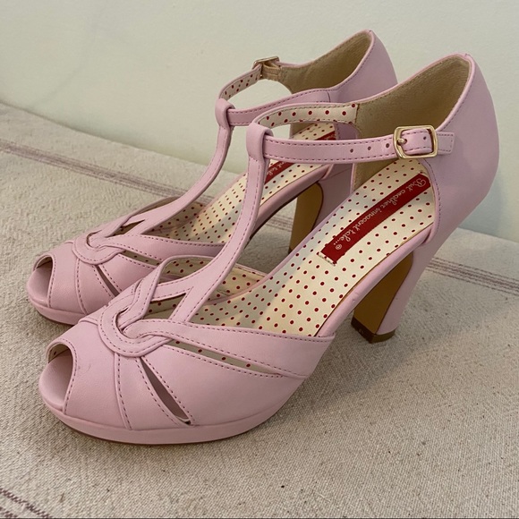 ModCloth Pink T-Strap Platform Rockabilly Heels - Picture 4 of 16